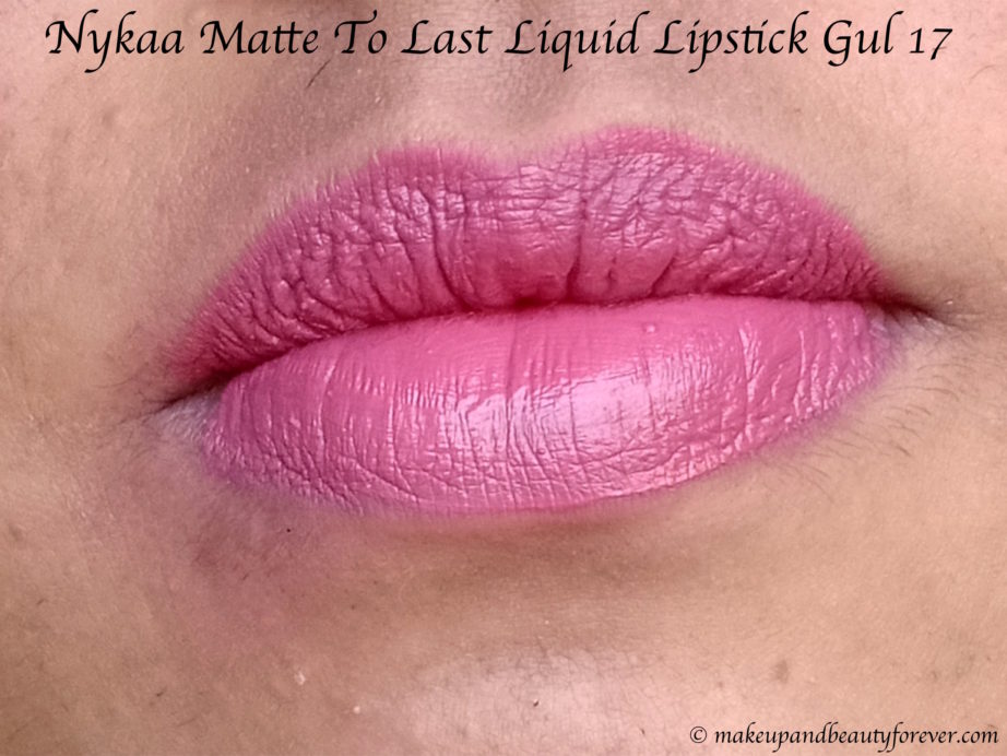 Nykaa Matte To Last Liquid Lipstick Gul 17 Review, Swatches on lips