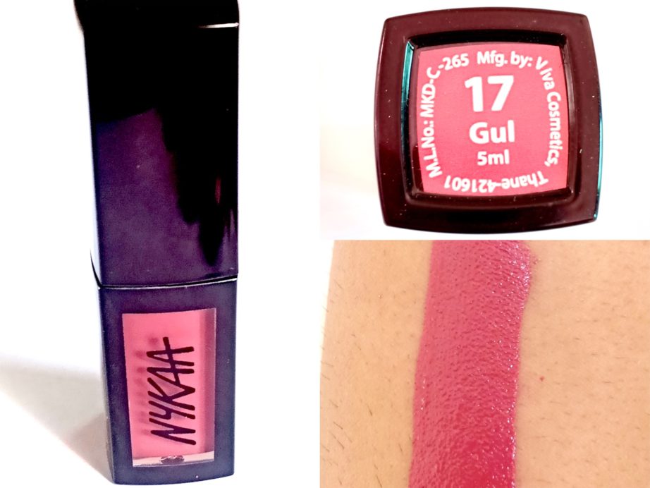 Nykaa Matte To Last Liquid Lipstick Gul 17 Review, Swatches skin MBF