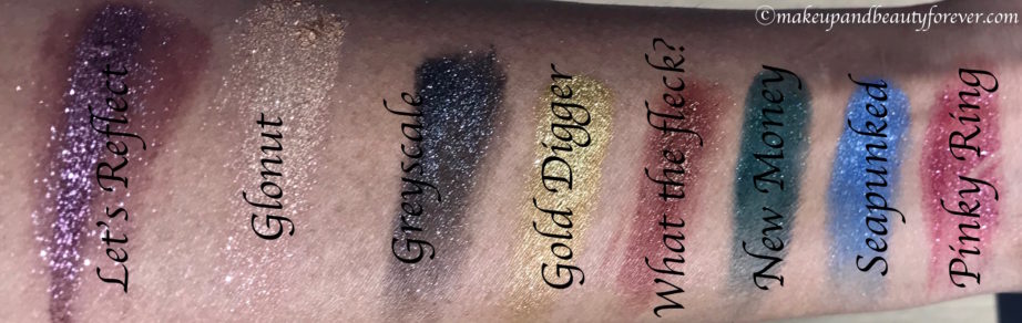 Smashbox Bold Glitter Cover Shot Eye Palette Review, Swatches with names