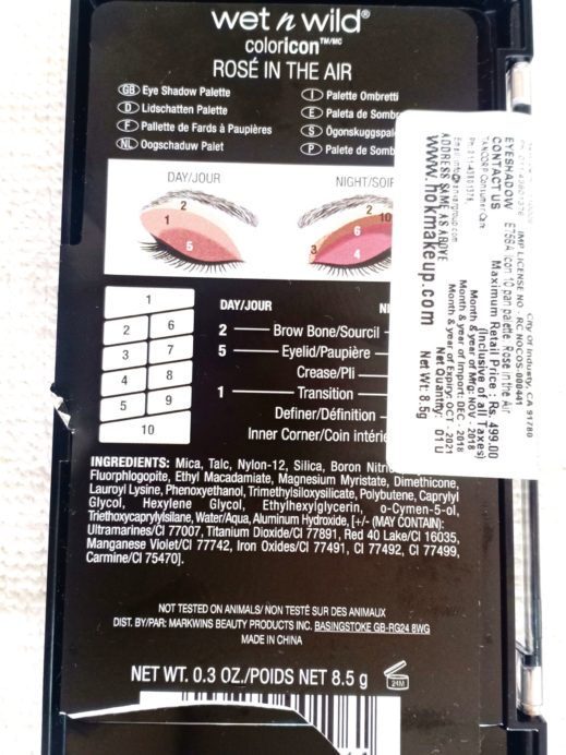 Wet n Wild Rosé In The Air Color Icon Eyeshadow 10 Pan Palette Review, Swatches details