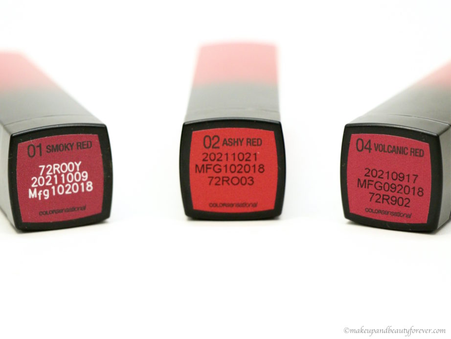 3 Maybelline Red On Fire Lipsticks Review, Swatches label