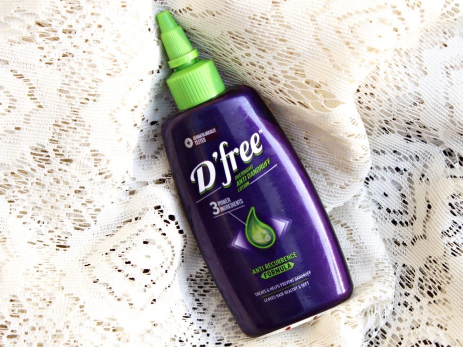 D'free Overnight Anti Dandruff Lotion Review, Swatches focus