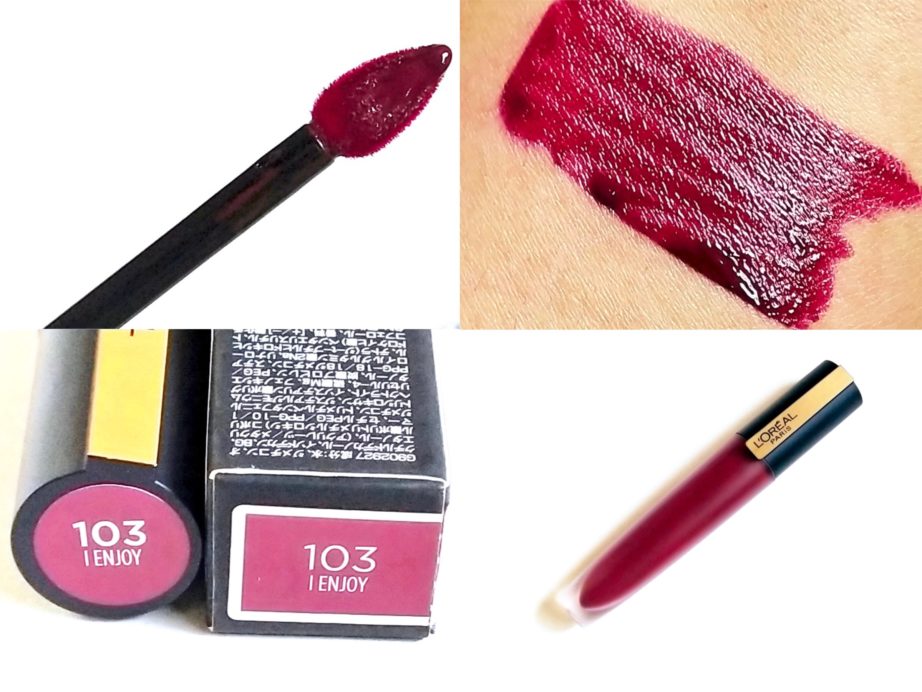 L’Oreal Rouge Signature Matte Liquid Lipstick I Enjoy 103 Review, Swatches MBF