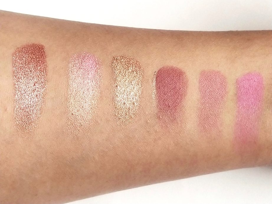 Makeup Revolution I Heart Chocolate Rose Gold EyeShadow Palette Review, Swatches middle row