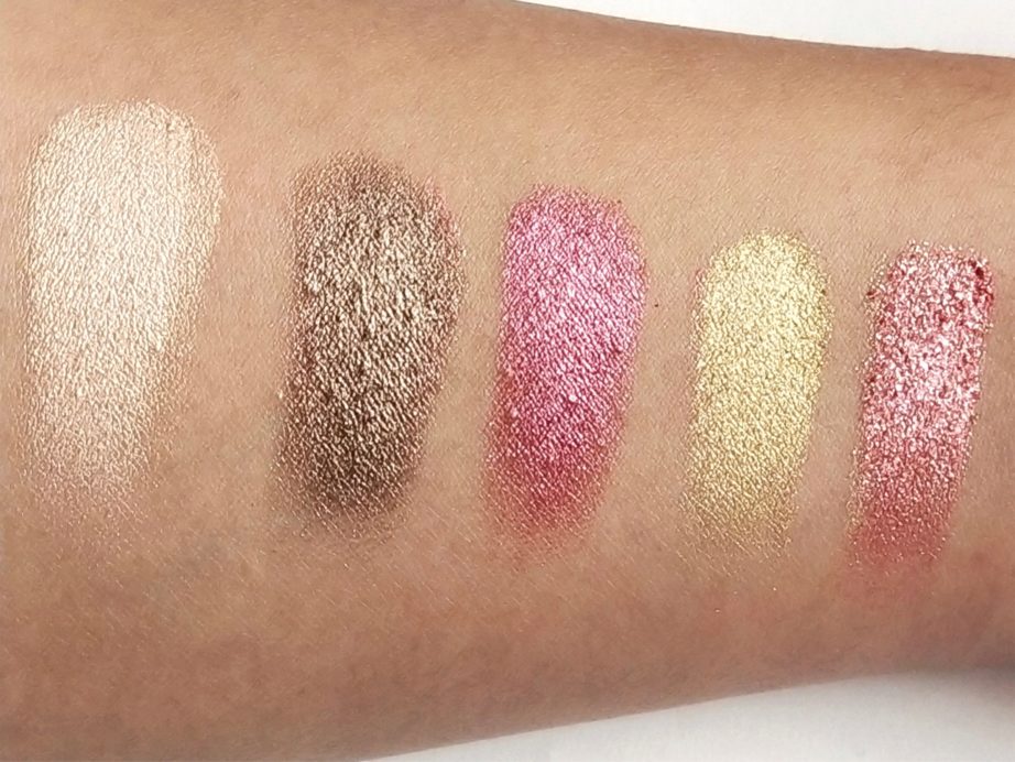 Makeup Revolution I Heart Chocolate Rose Gold EyeShadow Palette Review, Swatches top row
