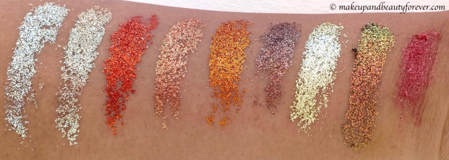 Makeup Revolution Pressed Glitter Palette Midas Touch Review, Swatches MBF Blog