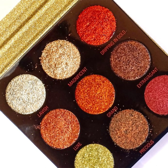 Makeup Revolution Pressed Glitter Palette Midas Touch Review, Swatches blog MBF
