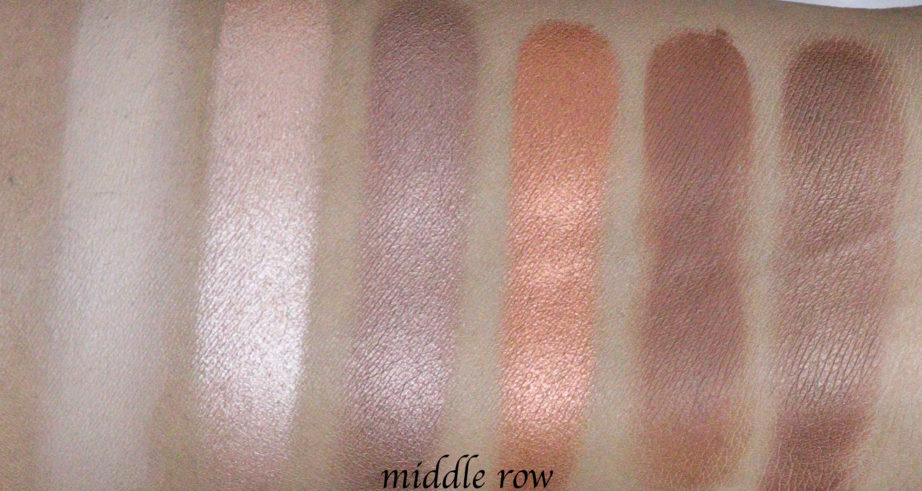 BH Cosmetics Gold Rush Eye and Cheek Palette Review, Swatches middle row