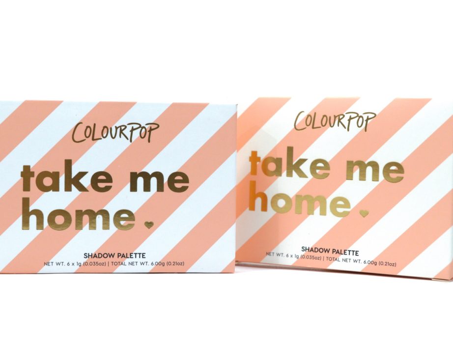 ColourPop Take Me Home Shadow Palette Review, Swatches packaging