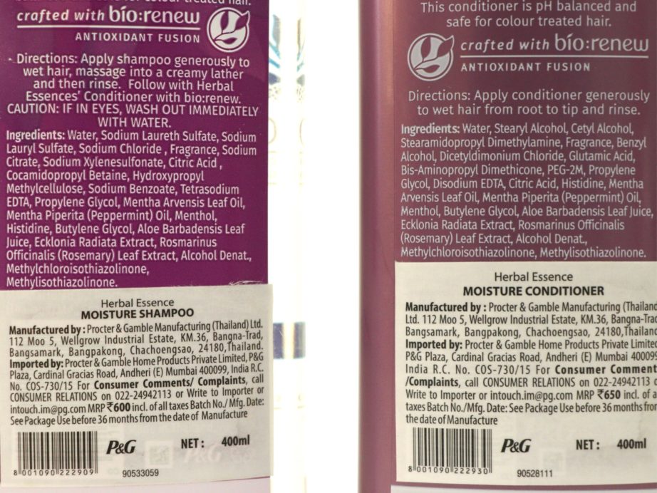 Herbal Essences Rosemary & Herbs Shampoo and Conditioner Review Ingredients