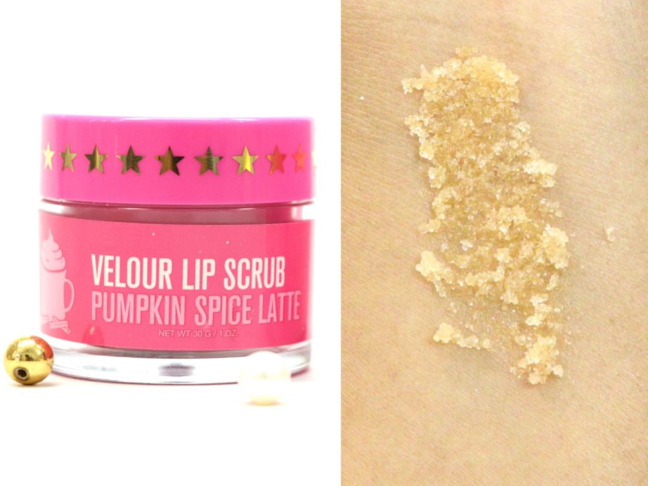 Jeffree Star Velour Lip Scrub Pumpkin Spice Latte Review swatches skin