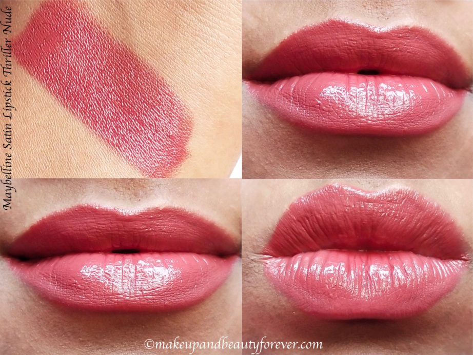 Maybelline Color Sensational Satin Lipstick Thriller Nude 888 Review, Swatches on Lips
