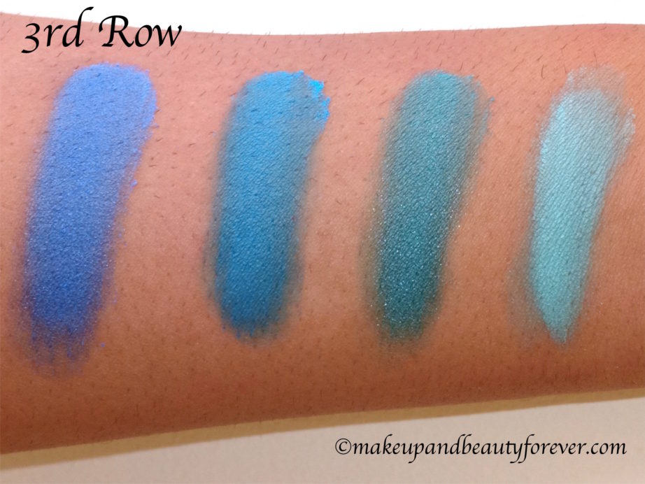 NYX Brights Ultimate Shadow Palette Review, Swatches 3rd row