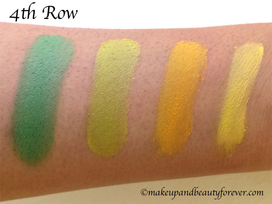 NYX Brights Ultimate Shadow Palette Review, Swatches 4th row