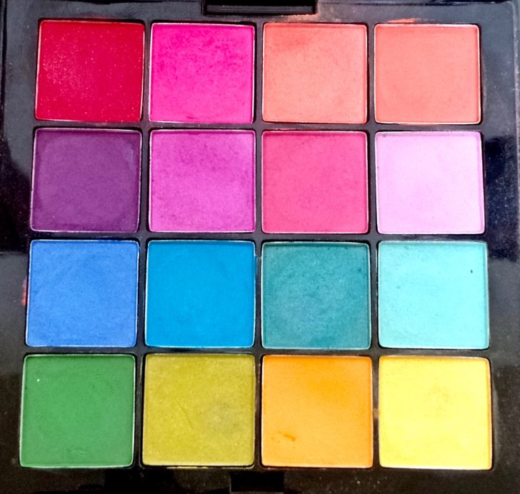 NYX Brights Ultimate Shadow Palette Review, Swatches close up