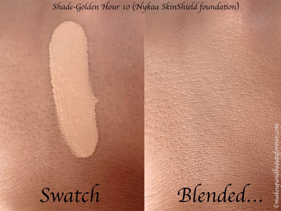 Nykaa SkinShield Anti-Pollution Matte Foundation Review, Swatches - Golden Hour 10 before after