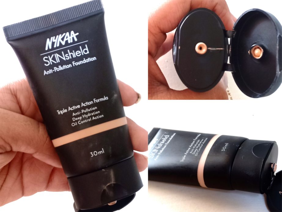 Nykaa SkinShield Anti-Pollution Matte Foundation Review, Swatches - Golden Hour 10 blog MBF