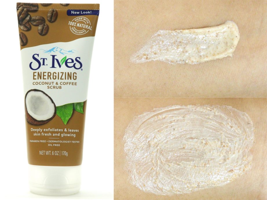 St. Ives Energizing Coconut & Coffee Scrub Review swatches
