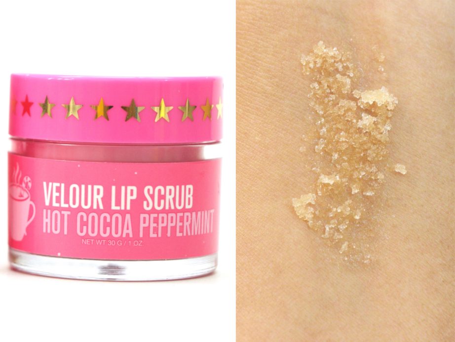 Jeffree Star Velour Lip Scrub Hot Cocoa Peppermint Review swatch