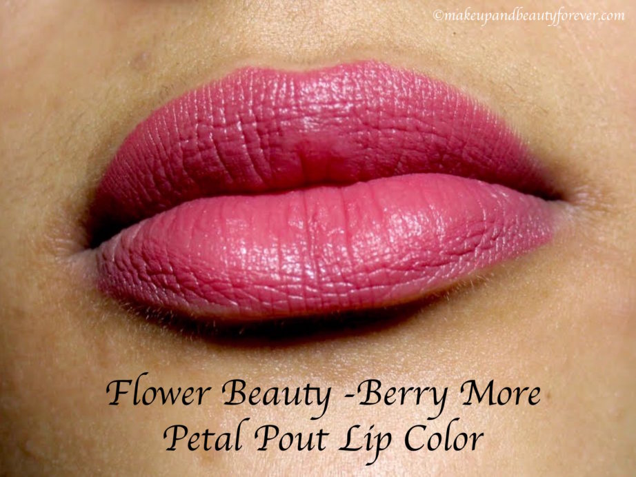 Flower Beauty Berry More Petal Pout Lip Color Review, Swatches On lips