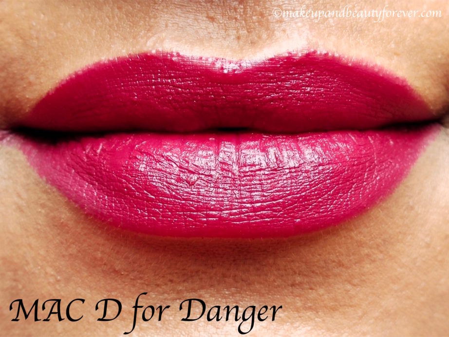 MAC D for Danger Matte Lipstick Review, Swatches MBF Blog On Lips