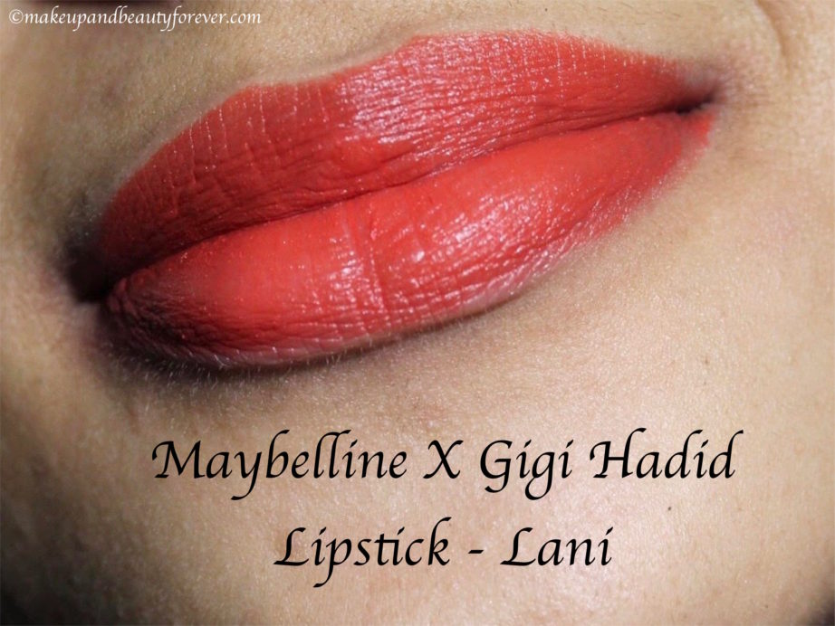 Maybelline X Gigi Hadid Lipstick Lani Review, Swatches lips