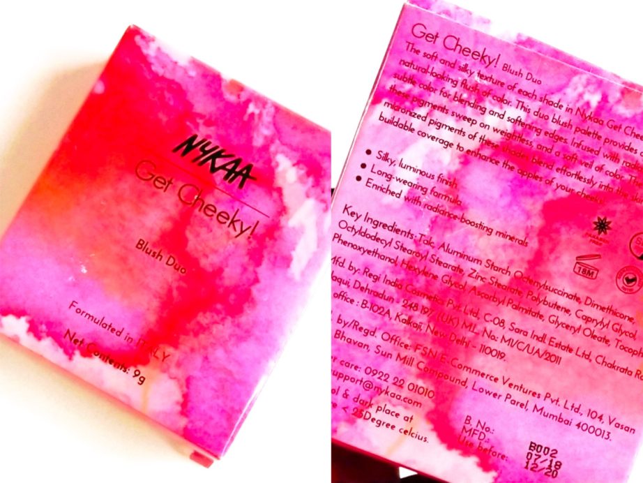 Nykaa Get Cheeky Blush Duo Brazilian Bombshell 01 Review, Swatches packaging