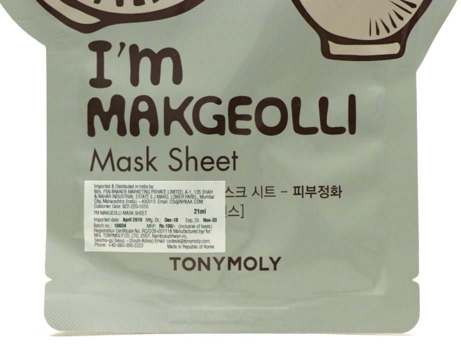 Tony Moly I'm Real Makgeolli Mask Sheet Review info