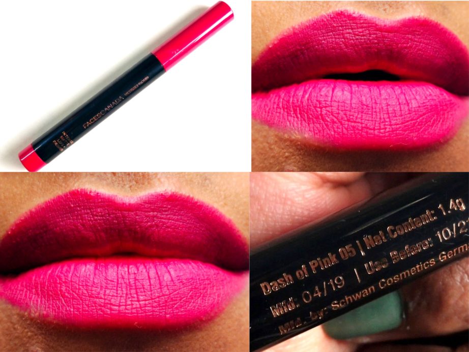 Faces Dash of Pink 05 Ultime Pro Hd Intense Matte Lips + Primer Lipstick Review, Swatches on Lips