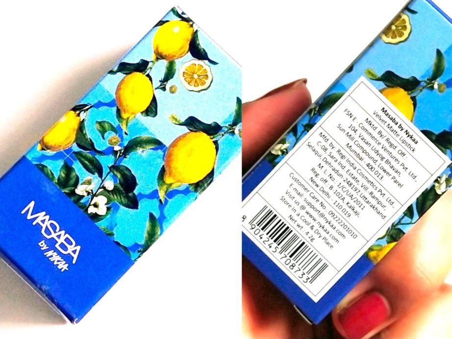 Masaba By Nykaa Lipstick Nimbu Pani Review, Swatches packaging