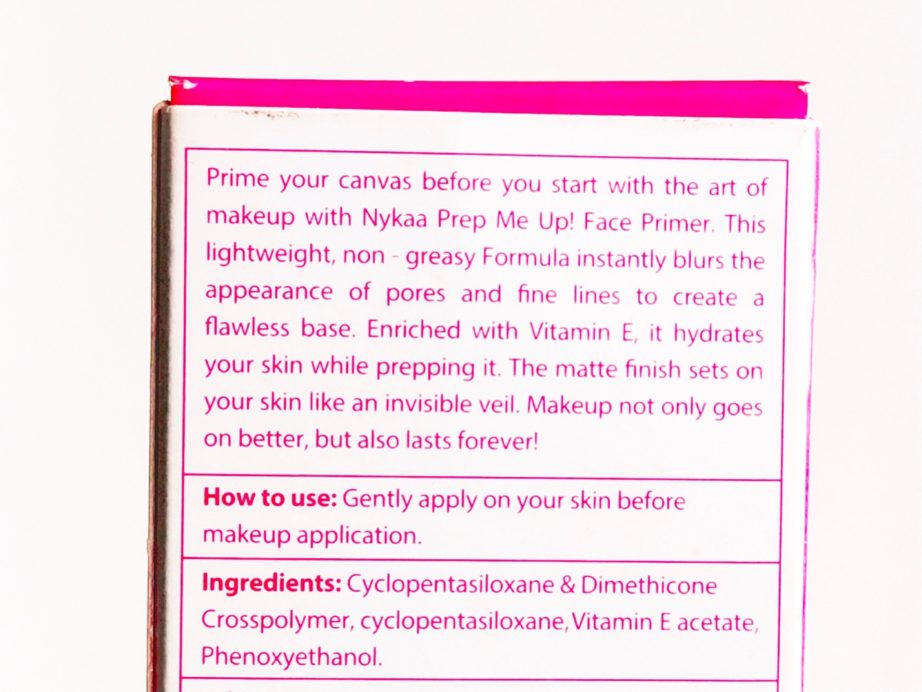 Nykaa Prep Me Up Face Primer Review, Swatches details