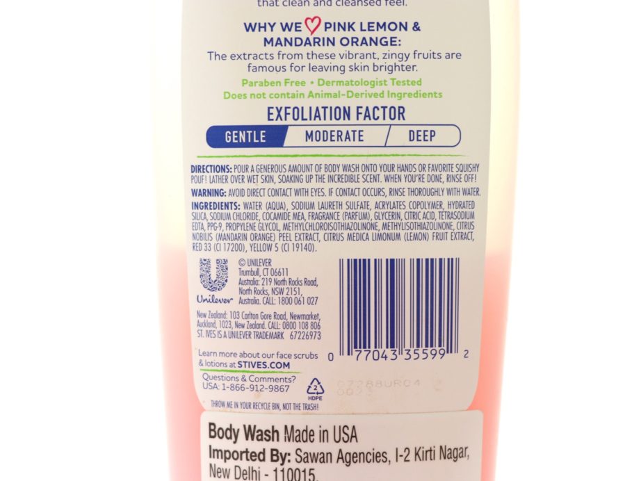 St. Ives Radiant Skin Pink Lemon & Mandarin Orange Exfoliating Body Wash Review details