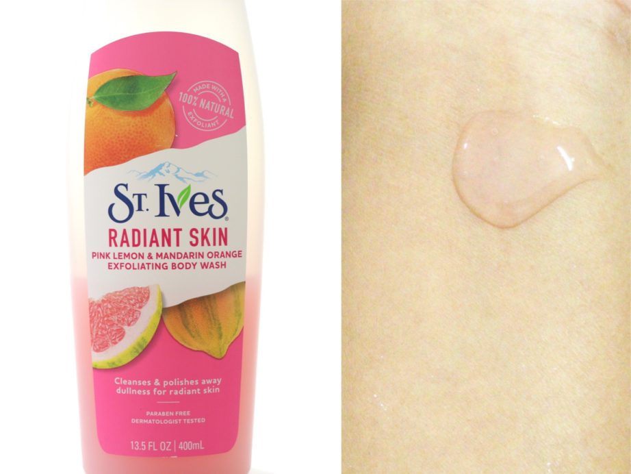 St. Ives Radiant Skin Pink Lemon & Mandarin Orange Exfoliating Body Wash Review swatch