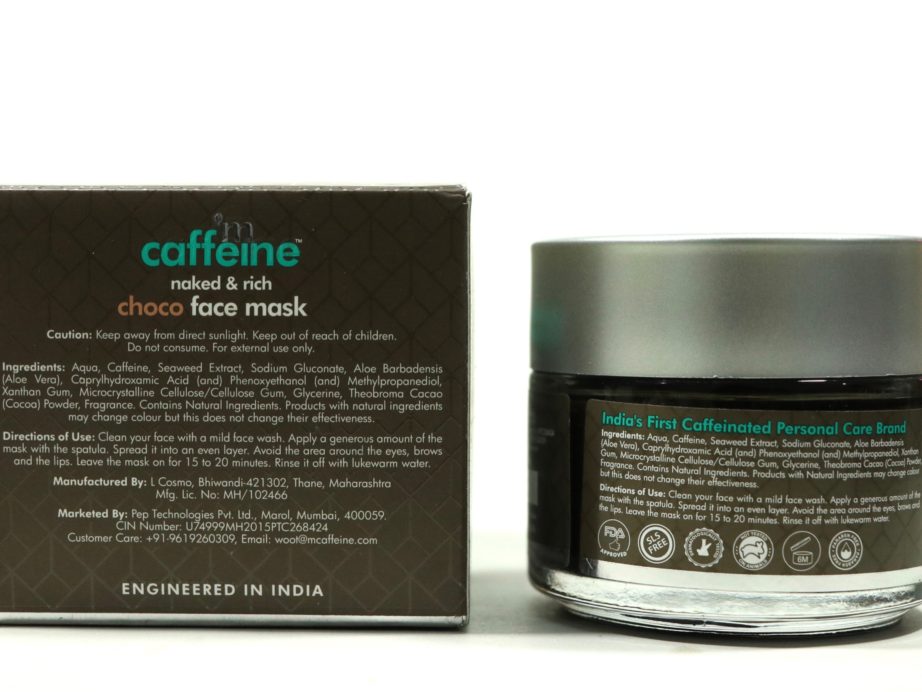 MCaffeine Naked & Rich Choco Face Mask Review ingredients