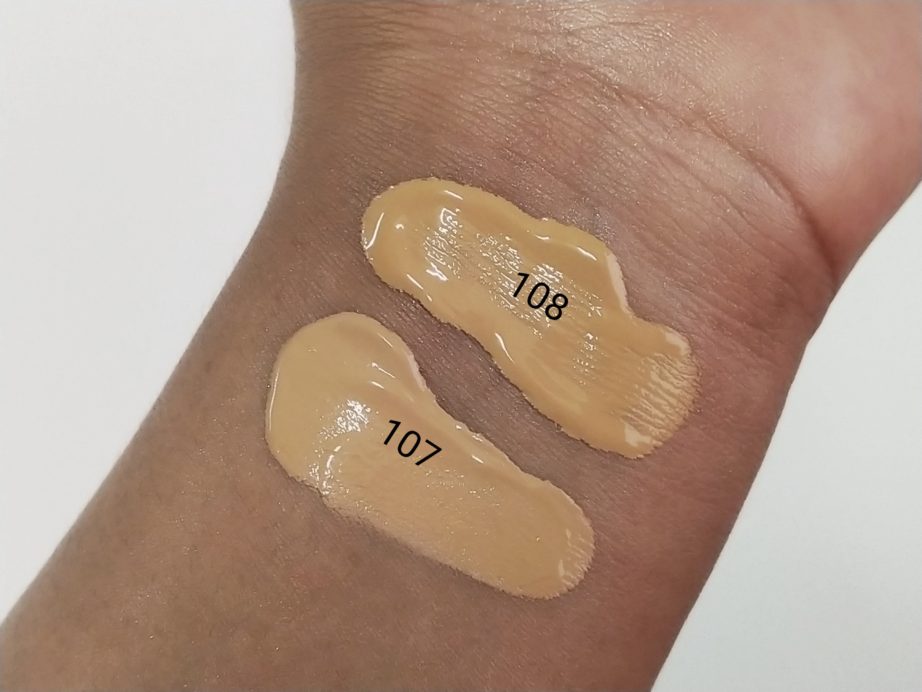 L'Oreal Infallible Pro Matte Foundation Review, Swatches 108 and 107 comparison of shades