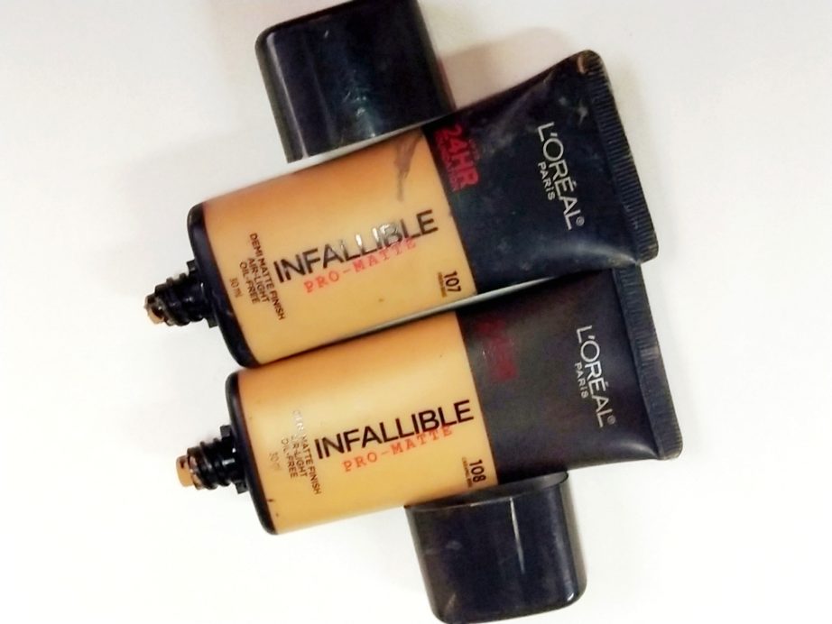 Loreal Infalliable Pro Matte Foundation Fresh Beige and Caramel Beige review swatches 107, 108