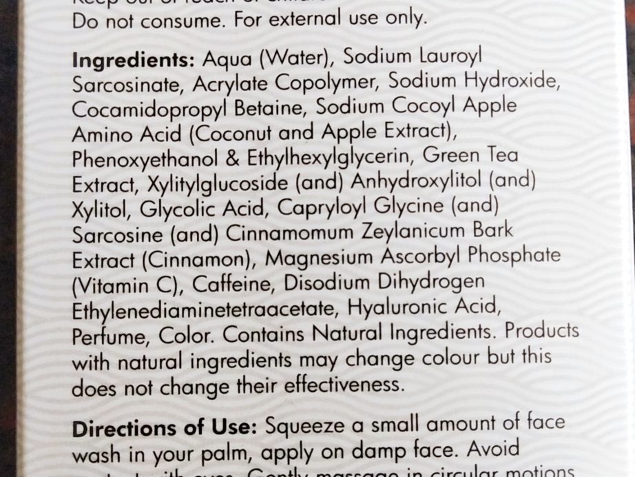 MCaffeine Naked Detox Green Tea Face Wash Review Ingredients