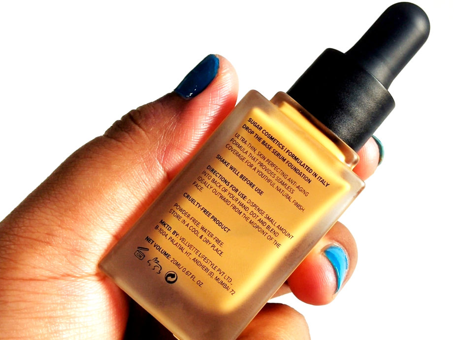 SUGAR Drop The Base Serum Foundation Review, Swatches back
