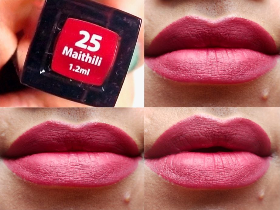 Nykaa Maithili 25 Matte To Last Liquid Lipstick Review, Swatches on Lips MBF Blog