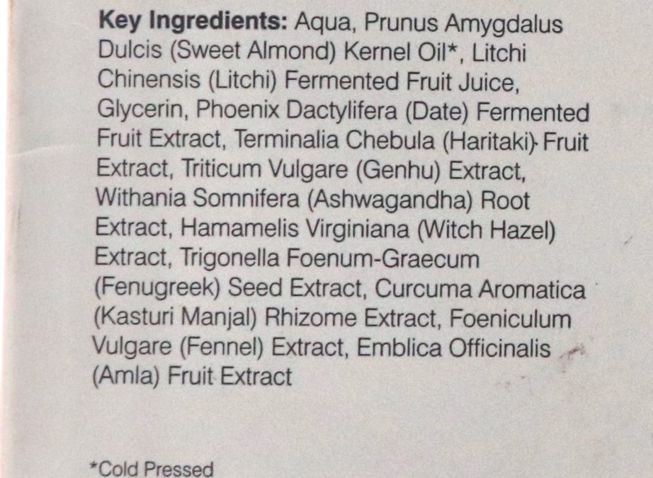 Forest Essentials Eternal Youth Formula Date & Litchi Review Ingredients
