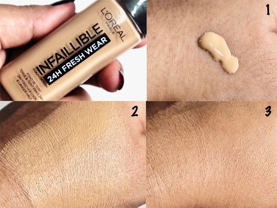 L'Oréal Infallible Fresh Wear 24HR Foundation Review, swatches, before after