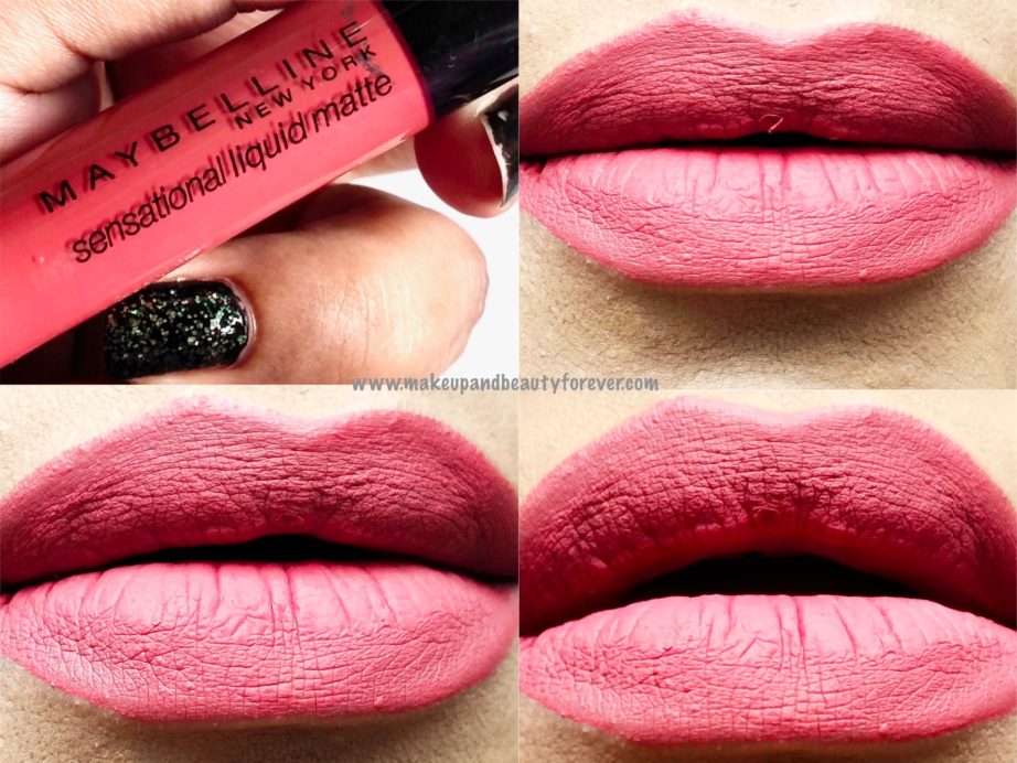 Maybelline Sensational Liquid Matte Lipstick 08 Sensationally Me Review, Swatches Perfect lip swatches