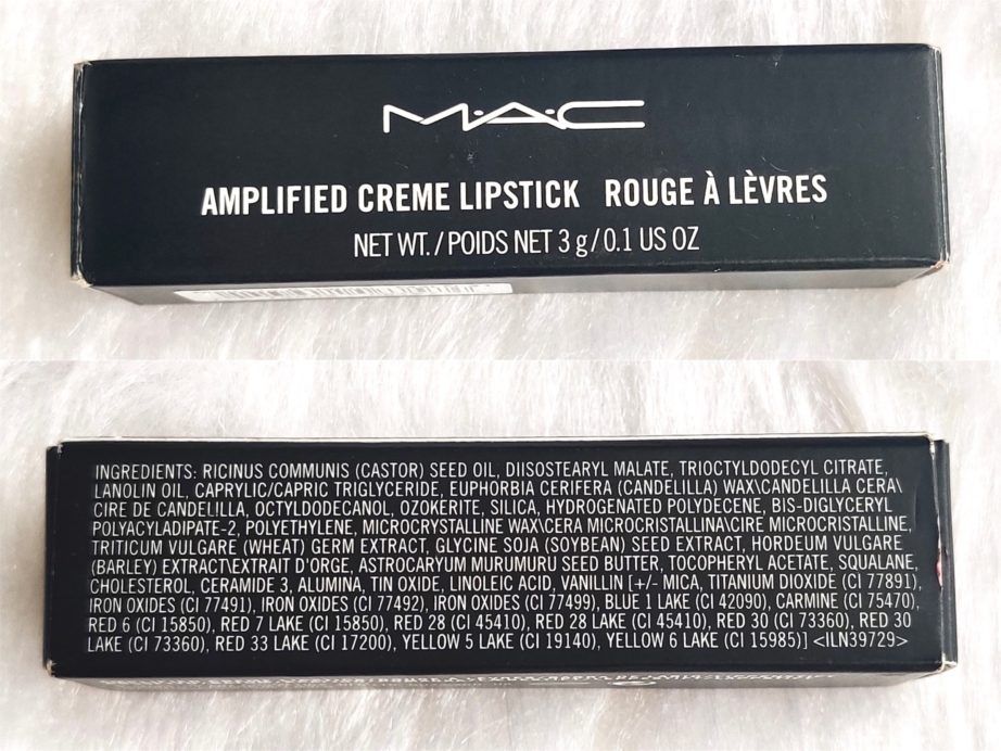 MAC Vegas Volt Amplified Creme Lipstick Review, Swatches ingredients