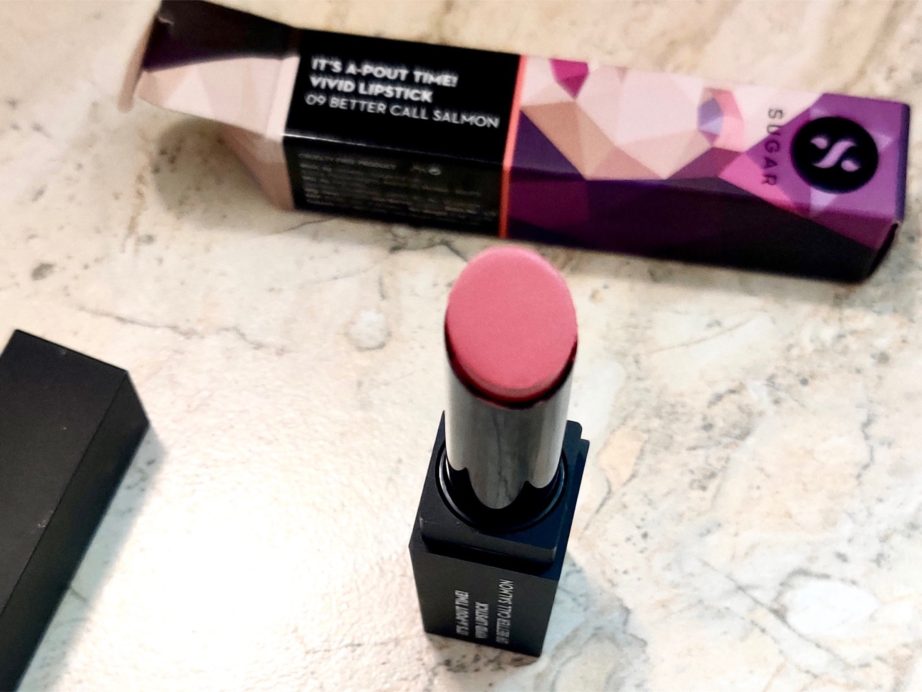 Sugar Better Call Salmon 09 Its A-Pout Time Vivid Lipstick Review, Swatches MBF