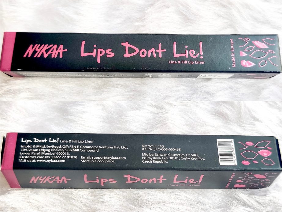 Nykaa Heartbreaker 07 Lips Don't Lie Line & Fill Lip Liner Review, Swatches packaging