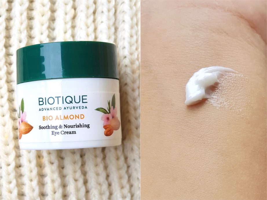 Biotique Bio Almond Soothing & Nourishing Eye Cream Review MBF