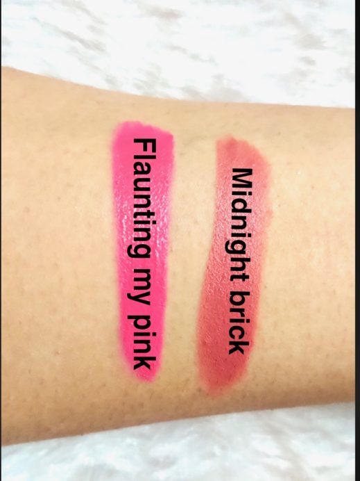 Maybelline Flaunting My Pink 08 vs Midnight Brick 12 Color Jolt Matte Intense Lip Paint Review, Swatches