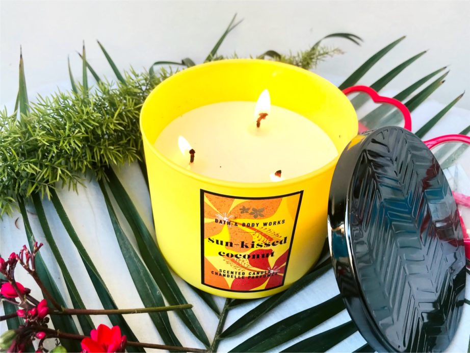 Bath & Body Works Sun-Kissed Coconut 3 Wick Candle Review Blog MBF