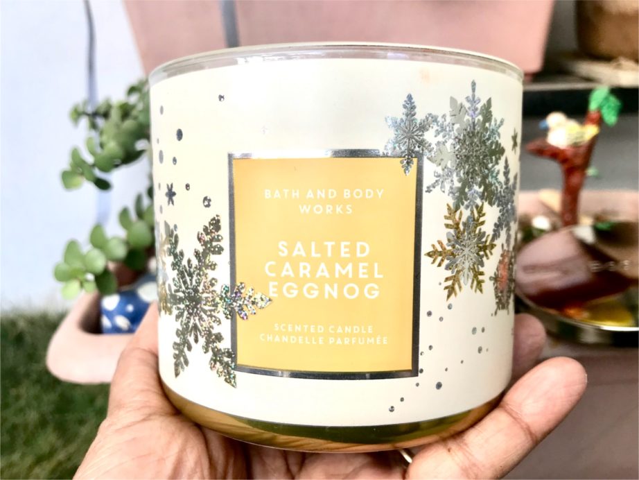 Bath & Body Works Salted Caramel Eggnog 3 Wick Candle Review