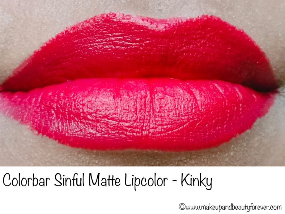 Colorbar Kinky Sinful Matte Lipcolor Review, Swatches MBF blog